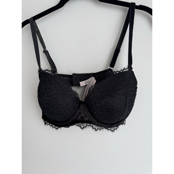 Victoria’s Secret Black Lacy & Silk Adjustable / Convertible Bra Demi Lined 34D - Picture 1 of 9